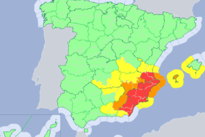 Mapa de avisos de la Aemet.