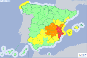 Mapa de la Aemet en el que se recogen los avisos para hoy, viernes, 13 de septiembre.