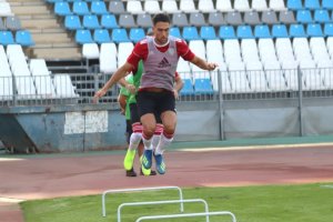 Juan Ibiza en un entrenamiento.