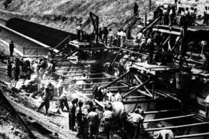 Trabajos de construcción en el Valle de los Caídos.