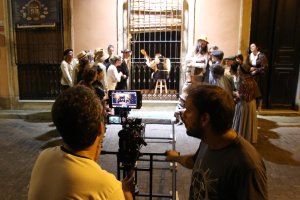 Un momento del rodaje de una escena del documental, en Almería.