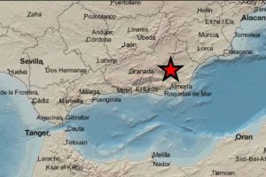 Epicentro del primer terremoto registrado en Bacares.