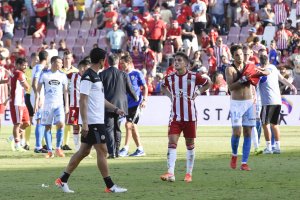 Corpas al final del partido en el Estadio Mediterráneo ante el Lugo.