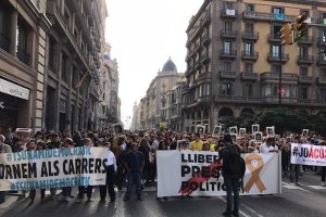 Cortes en las calles de Barcelona por la manifestación.