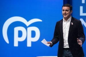 Javier García, durante su intervención en Valladolid.