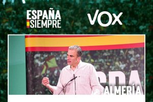 Anuncio del mitin de Javier Ortega Smith en El Ejido.