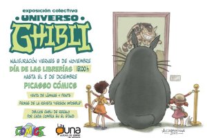 Cartel de la exposición Universo Ghibli del colectivo La Duna en Picasso Cómics.
