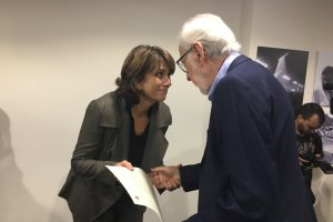 La ministra y Marco Rubio, en el acto de ayer.