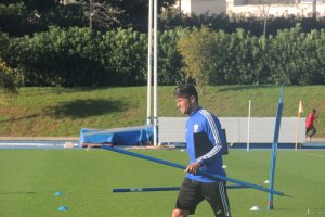 Pedro Emanuel en su último entrenamiento en el Almería.