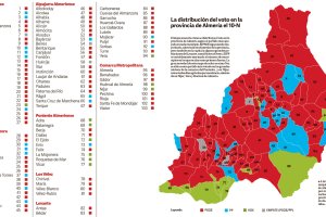La distribución del voto del 10N en la provincia.