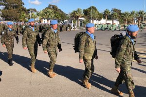 Primera rotación del contigente, este martes en el Aeropuerto de Almería