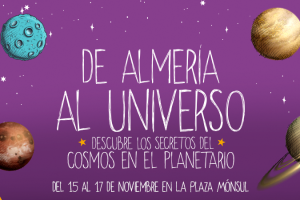 Cartel anunciador del planetario instaladao en el CC Torrecárdenas.
