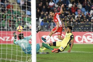 Romera en el Almería-Numancia de la 2018-19.