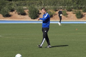 Guti en el entrenamiento de este miércoles en el Anexo.
