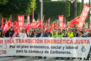 La marcha partió del Parque Andaluz y culminó con la lectura de un manifiesto en frente de la central térmica.