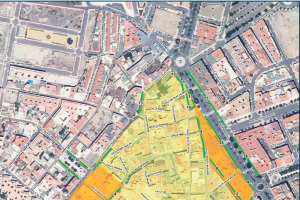 Zona de aparcamiento regulado  -ORA- en el centro (área de coexistencia)