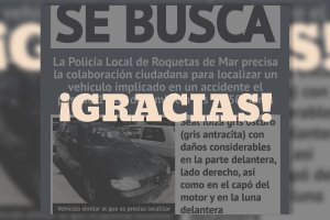 El cartel de búsqueda difundido por el ayuntamiento, con un gran \'gracias\'.