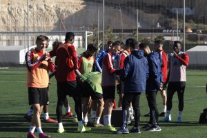 El equipo durante el entrenamiento previo al viaje a Las Palmas.