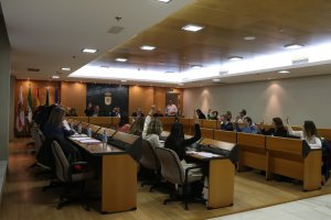Votación en la última sesión plenaria celebrada en el Ayuntamiento en 2019.
