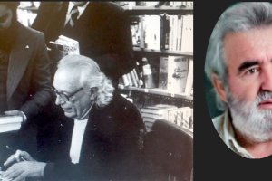 Rafael Alberti en la Librería Cajal, en 1978, donde estuvo la delegación de Círculo. Manuel Rodríguez, delegado en Almería.