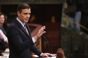Pedro Sánchez durante su intervención.