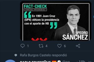 Captura de la cuenta de Twitter de Pablo Echenique y la respuesta de Burgos.