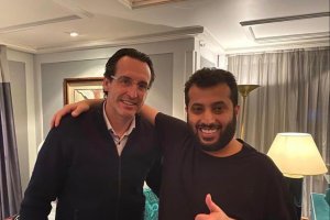 Unai Emery con Turki Al-Sheikh tras la reunión del sábado.