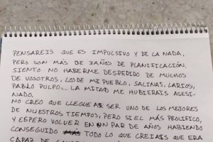 Carta publicada en Instagram por el presunto atacante. / La Opinión de Murcia