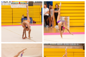 Las cuatro gimnastas ejidenses en acción.