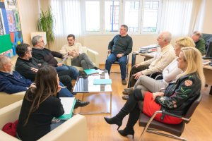 Reunión ayer en la sede del PSOE.
