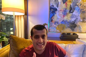 La última foto del presidente del Almería desde EEUU.