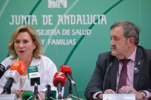 Inmaculada Salcedo, portavoz del grupo de seguimiento, y el director de Salud Pública, José M. de Torres