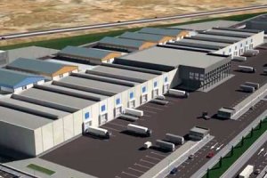 Imagen virtual del futuro centro logístico del gigante americano en Murcia.