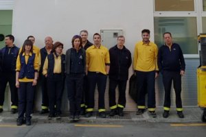 Los trabajadores se han concentrado este martes en señal de protesta.