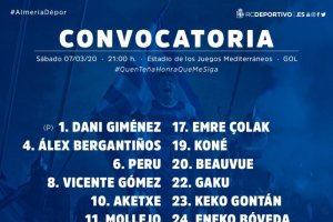 La convocatoria del Deportivo para este sábado.