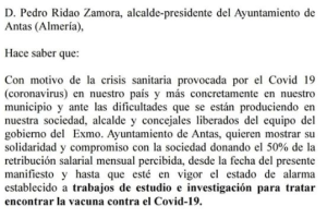 Comunicado oficial emitido este sábado por el Ayuntamiento.