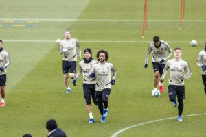 Sesión de entrenamiento de los jugadores del Real Madrid.