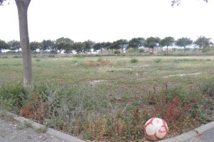 El balón parece esperar a los canteranos en la parcela donde iría la Academia.