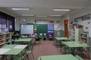 Un aula vacía en la Comunidad de Madrid.