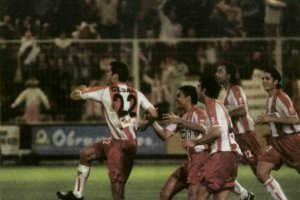 César Jiménez celebrando el 2-1 contra el Poli Ejido.