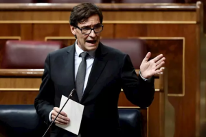 El ministro de Sanidad, Salvador Illa, en el Pleno celebrado este miércoles en el Congreso de los Diputados.