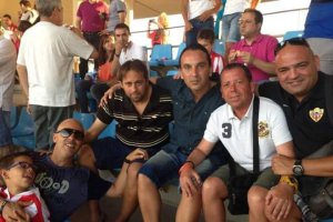 Sergio, Fran, Maikel, Manolín y Cintas en 2013 viendo al Almería.