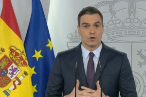 El presidente del Gobierno, Pedro Sánchez, durante la rueda de prensa.