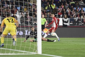 Fran Villalba en el partido contra el Racing de Santander.