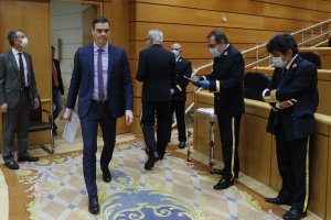 El presidente del Gobierno, Pedro Sánchez, este martes a su llegada a la sesión de control al Gobierno en el Senado.
