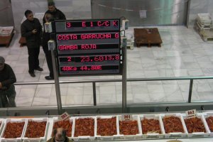 Subasta  de pescado y de marisco que ha vuelto esta semana a la lonja de Garrucha.