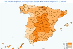 Mapa provincial de posibles casos.