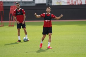 Balliu y Callejón en el entrenamiento de este sábado.