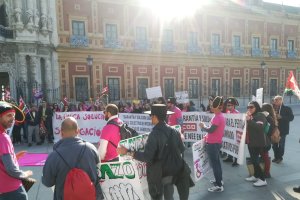 Última huelga y concentración en el Palacio San Telmo (Sevilla) el 19 de febrero.