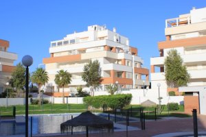 Zonas comunes de un residencial de Roquetas de Mar.